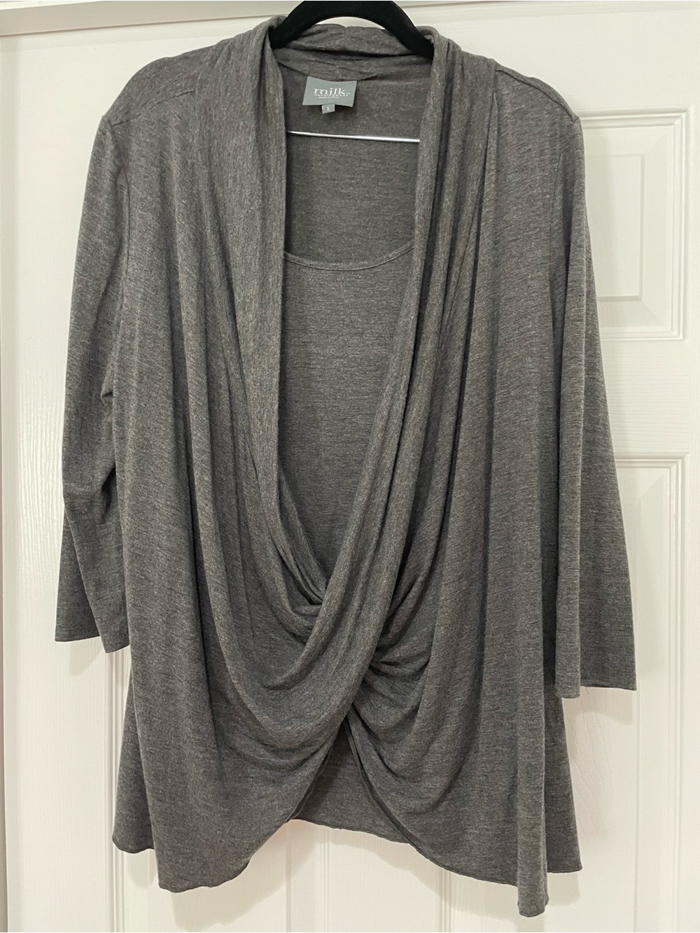 Draped Front Milk Nursingwear Gray Women's Top